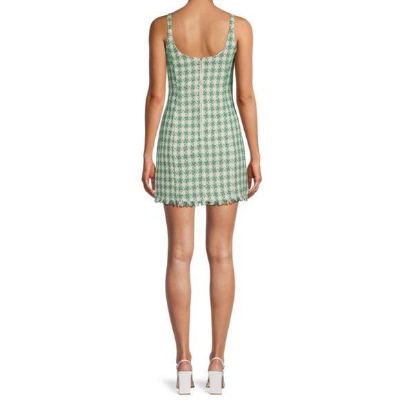 Walter Baker NWT Fringe Trim Lucky Green Tweed Mini Dress - Picture 2 of 6